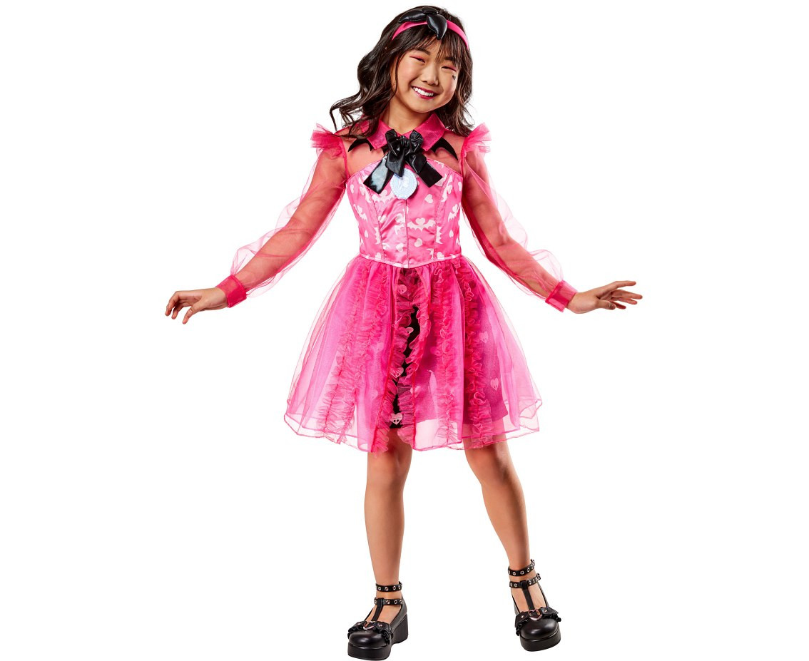 Role-play set for kids Draculaura digital printed dress with satin bow and hair band, size M